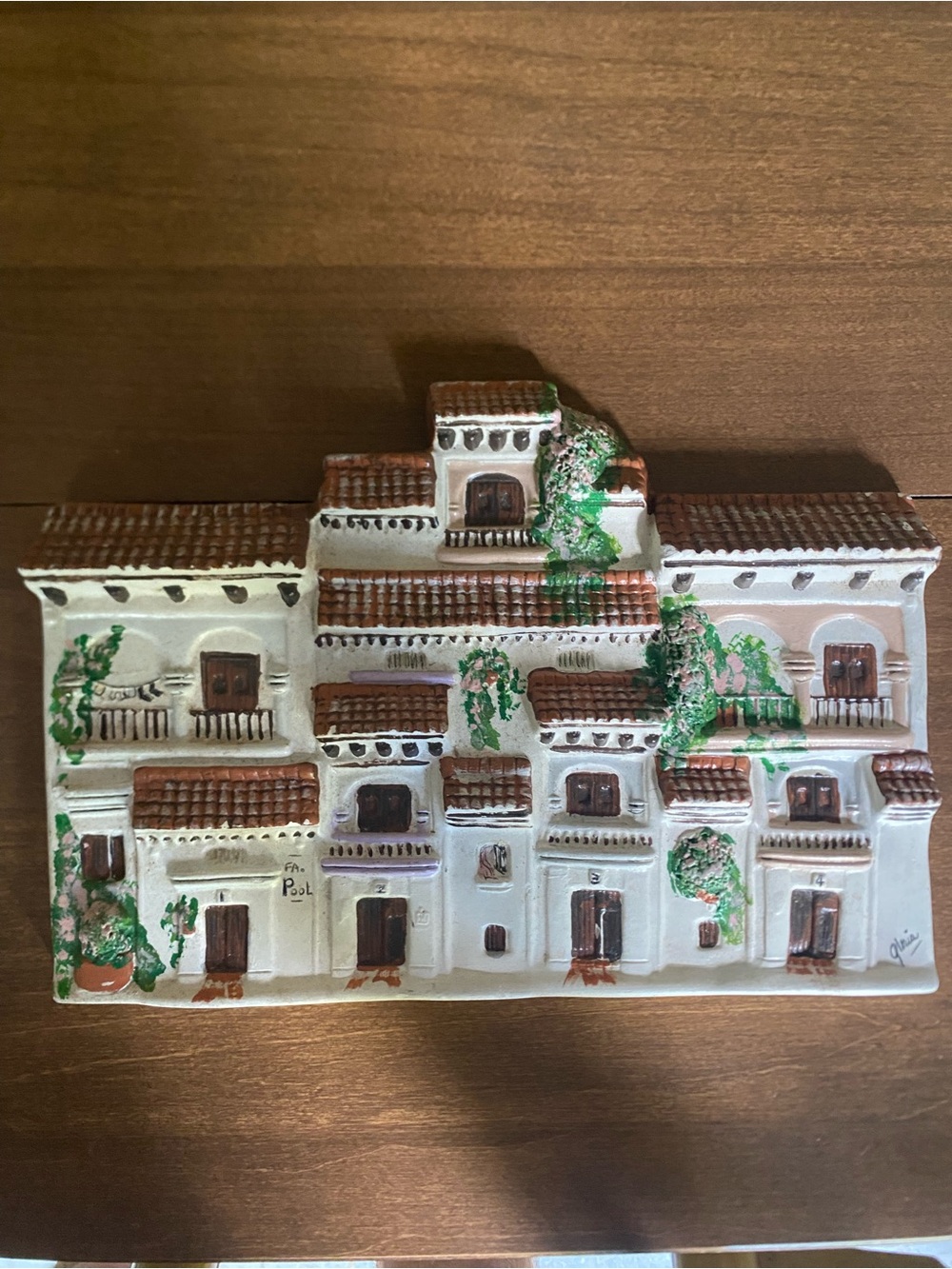 Vintage Mediterranean Terra Cotta Ceramic Signed Art 10”